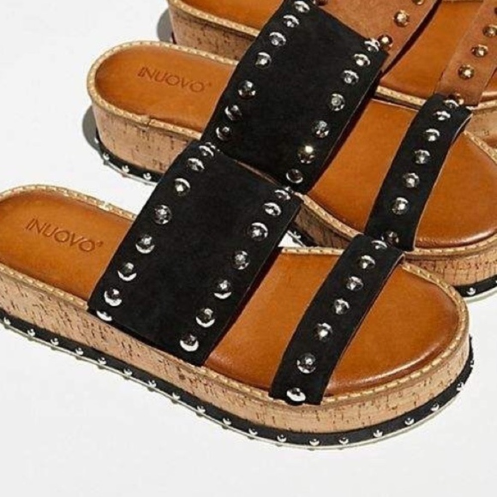 Black Studded Platform Sandal